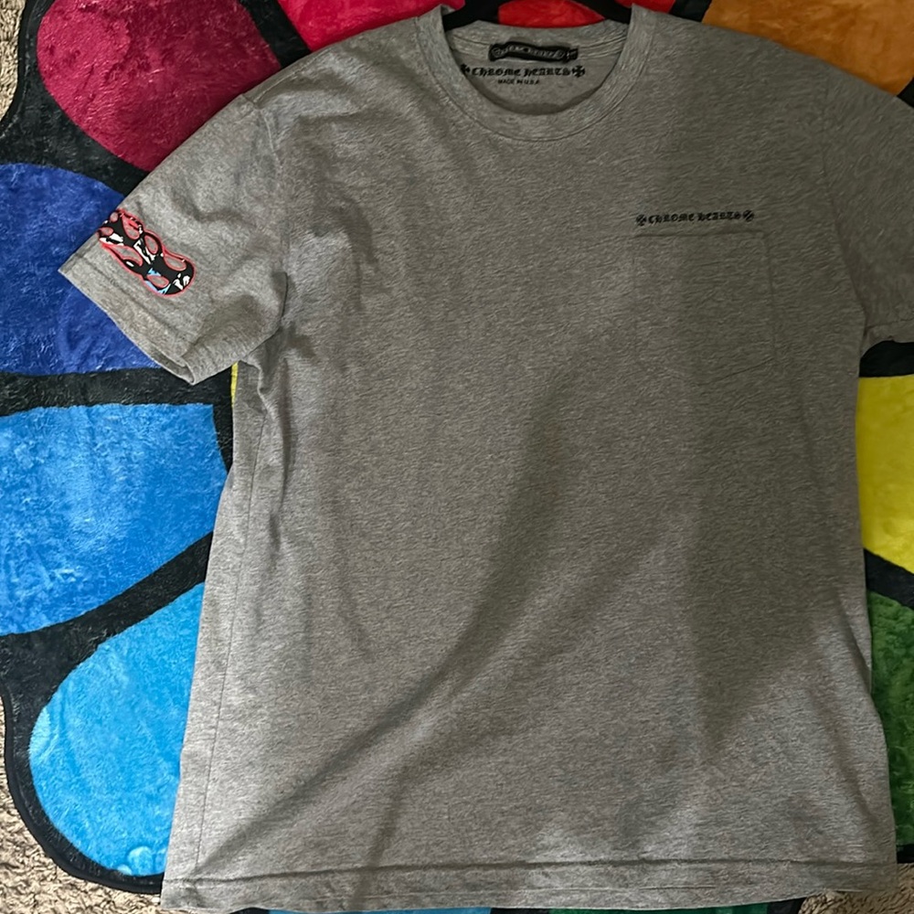 Grey chrome hearts short sleeve
